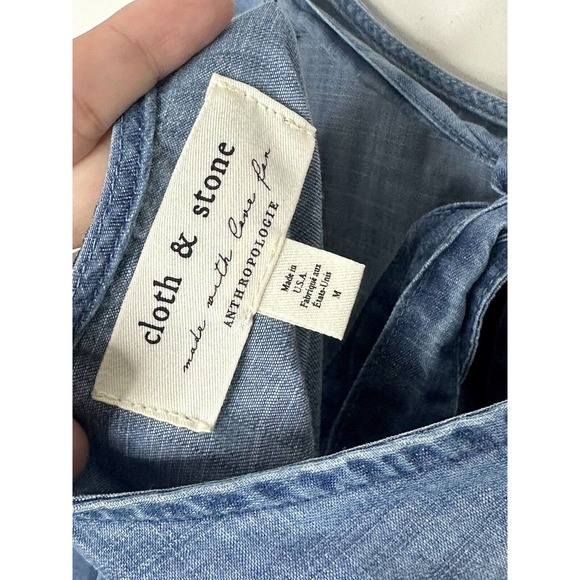 Cloth & Stone Anthropologie Womens Bell Sleeve Chambray Shift Dress Blue Size M - Picture 7 of 7